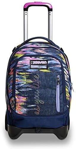 Seven TROLLEY, Rucksack mit Trolleyfunktion, Schulranzen mit Rollen, 3 in 1, Abnehmbarer Rucksack, ab 1. Klasse, für Schule, Gymnasium, Reisen&Freizeit, Mädchen&Jungen, blau, JACK-2WD VIRTUAL GIRL