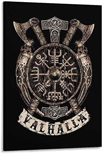 RuiChuangKeJi Leinwand Wandkunst 50x70cm Rahmenlos Wikinger Vegvisir Schild Leinwand Kunst Poster und Wandkunst Bild Druck Modern Home Schlafzimmer Decor Poster