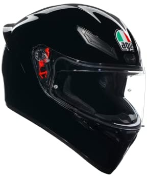 AGV - K1 S E2206 Motorrad Helm, Herren ECE Vollvisier Motorradhelm, Racing Style mit Aerodynamischem Spoiler, Kratzfestem Visier, 190° Sichtfeld, mit Intercom Ready, Schwarz
