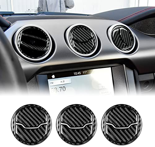 KUNGKIC Kohlefaser Auto-Zentralsteuerung Klimaanlage Auslass Abdeckung,Entlüftung,AC Rahmen Aufkleber Dekorativ Compatible with Ford Mustang GT 2015-2022 Innenraum Zubehör