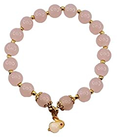 pingyongchang 2023 lapin chanceux zodiaque chinois nouvelle année charme animal imitation jade lapin bénir signe femmes filles bijoux cadeaux … (Rose)