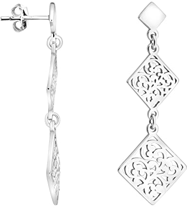 SOFIA MILANI - Damen Ohrringe 925 Silber - Ornamenten Viereck Ohrhänger - E1999