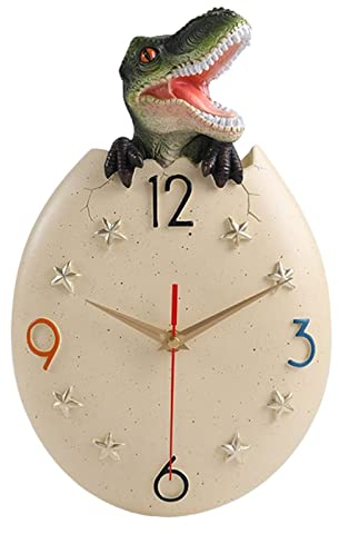 MagiDeal Leise Harz 3D Tier Dinosaurier Wanduhr Batteriebetriebene süße Hängeuhren Dekor für Kinderzimmer Wohnzimmer Schule Klassenzimmer Küche, Tyrannosaurus