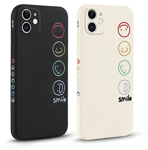 Pnakqil 2 stück Handyhülle für Apple Phone 11 6.1,Hülle Süßes Bemaltes Muster Smile Face Design Case Weiche Tasche für Damen Geschenk Modische TPU Dünn Stoßfeste Kameratasche Schutzhülle für Phone11