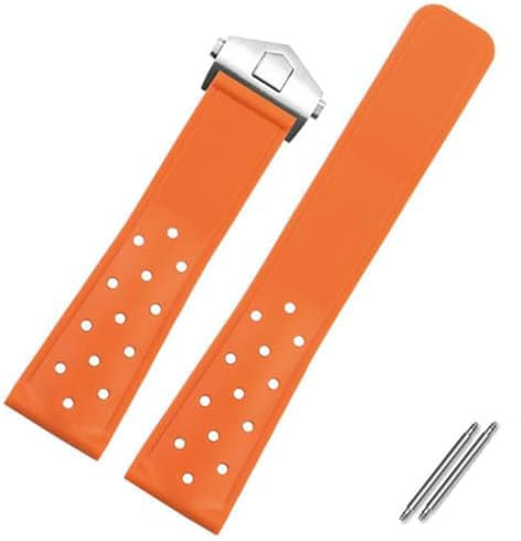 London Craftwork Silikonarmband kompatibel mit TAG HEUER Uhr MONACO CARRERA FORMULA 1 Uhr 22 mm orange silber