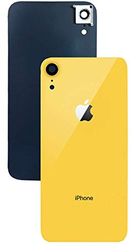 ABUSVEX Original Rückglas-Ersatz für iPhone XR, alle vorinstallierten Kamerarahmen und Klebereparatur-XR-Werkzeug (Gelb)