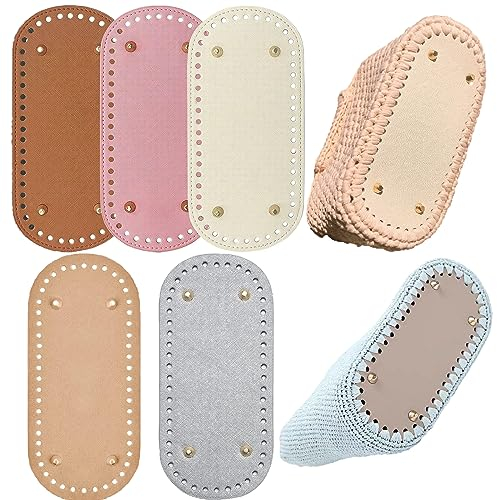 5 Stück Stricken Häkeln PU Taschenboden 22x10cm Taschenboden zum Häkeln Leder Ovale Taschenboden zum Häkeln für Handtasche Strickbeutel DIY Tasche