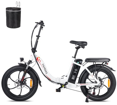 Fafrees F20 Ebike Klapprad 20 * 3.0 Zoll, Elektrofahrrad Pedelec 36V 16Ah Akku, City e Bike Herren 250W Fatbike Damen 25km/h, E-Fahrrad Klappbares, Weiß