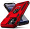 YZOK for iPhone 12 Case,with Camera Lens Cover HD Screen Protector,[Military Grade] Ring Car Mount Kickstand Hybrid Hard PC Soft TPU Shockproof Protective Case for iPhone 12, Red