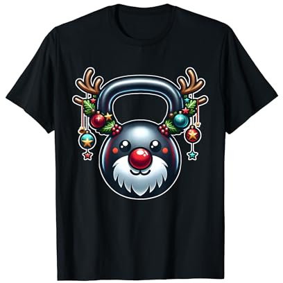 Christmas Gym Workout Reindeer Kettlebell Xmas For Gym Lover T-Shirt