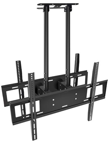 LCD TV Ständer - Verstellbare neigbare Fernseher Deckenhalterung, 2 Pfosten TV Halterung für einen einzelnen Bildschirm, neigbare TV-Halterung für 50-100 Zoll TVs, VESA 900 x 600mm (Color : Dual scre