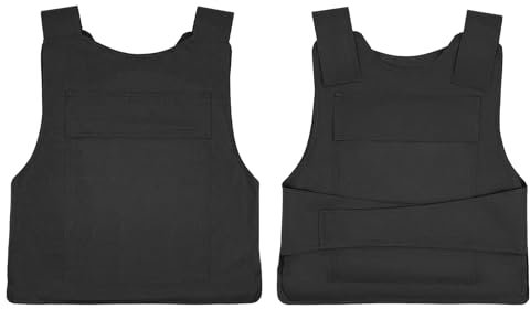 FUROMG Schusssichere Weste 50 * 58 cm,Polizei Stichschutzweste Safety Schlagschutzweste Weste Schussweste Security Klettverschluss,Schwarz Stichschutzweste Herren