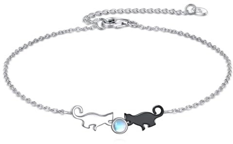 ONEFINITY Katze Armband 925 Sterling Silber Katze Armband mit Mondstein Katze Schmuck Geschenke für Damen