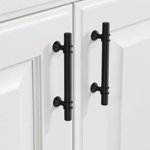 9BUILD 10 Pack 96mm Matte Black Kitchen Cupboard Handles - Drawer, Door, Wardrobe, Cabinet Zinc Alloy Handles