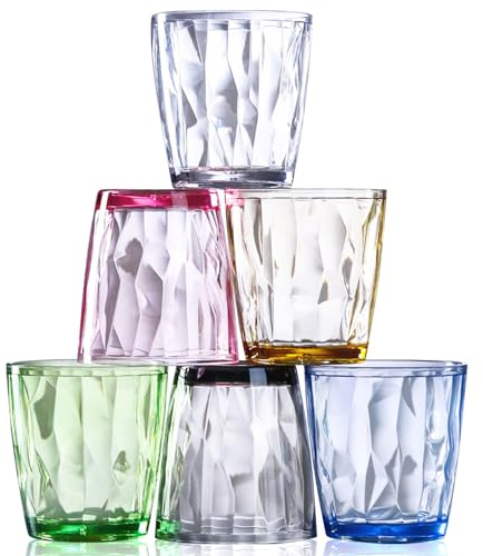 LOSYHU 6 Pack 300ml Plastic Tumblers 10.5oz Reusable Plastic Drinking Tumblers Unbreakable Drinking Glasses Colourful Drinking Water Cups for Picnic Party Camping, 6 Colours