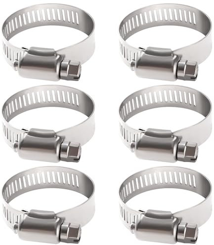 YIXISI 6 Piezas 21-38 mm Abrazaderas de Manguera, Abrazadera de Manguera de Acero Inoxidable 304, Abrazaderas de Tubo Ajustables, para Tubo de Manguera