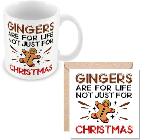MUGGZ Mug & Card Gift for Ginger Hair - Gingers are for Life Not Just for Christmas - Giftset - Made in The UK