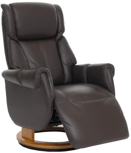 MCA Relaxsessel + Aufstehhilfe HWC-N58, Fernsehsessel Liegesessel Fußstütze Holz Leder - braun, Holz Natur