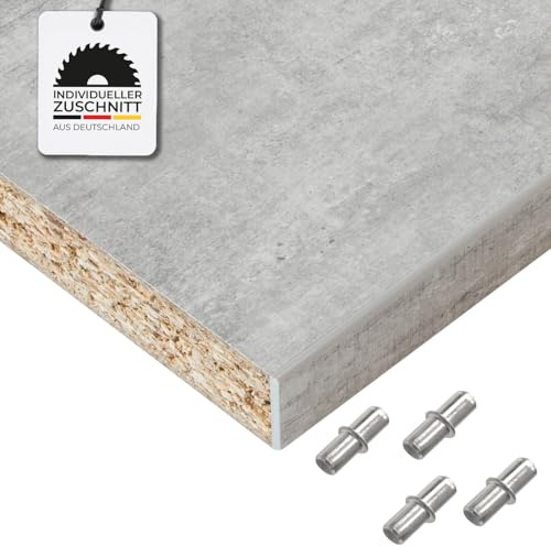 Hausfux Einlegeboden, Regalboden nach Maß - 1,9 cm Starke Spanplatte, melaminbeschichtet, einseitige ABS-Kante - Made in Germany - Maßanfertigung - für Möbelbau (Bellato Grau, 120 x 80 cm)