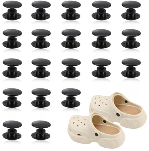 Strap Rivets 20 Pcs Black Screw Push in Rivets Fastener Accessories Backs Plastic Shoes Charm Button Replacement Parts for Garden Clog Shoe Flower Shoe Fixed Shoe Buckle Repair Upgrade (16mm)