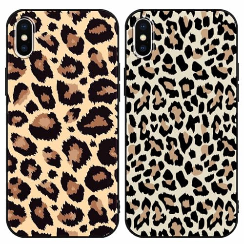 Yoedge 2 Stück HandyHülle für iPhone X/iPhone XS Hülle 5,8, Schutzhülle für iPhone XS Case 3D Buntes Leopard Muster Design Aesthetic Mädchen Junge Geschenk Weich TPU Silikon Stoßfest Cover