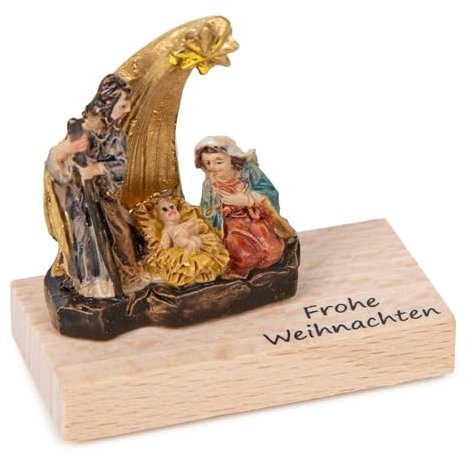 Logbuch-Verlag Frohe Weihnachten Geschenk kleine Krippe Miniatur Weihnachtskrippe für Familie, Freunde & Kollegen 5 x 2,5 x 5 cm