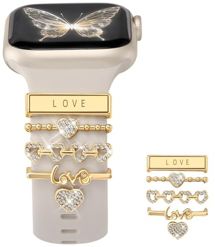 DGege Compatible with Apple Watch Bands for Women Cute Accessories Charm 40mm 38mm 41mm 44mm 42mm 45mm 46mm,Soft Silicone Decorative Ring Loops Strap for iWatch Series 11/10 9 8 7 6 5 4 3 2 1 SE Ultra