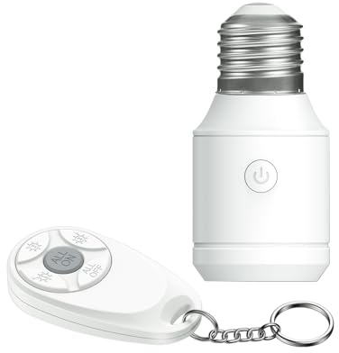 Thinkbee 3 Channel Wireless Light Switch with E26/E27 Lamp Holder, 100 m | 1 remote + 1 E26/E27 holder,controls 1 light,expands to 3 with 2 extra holders,all on/off,no wiring,CR2032 included,AC80~275V