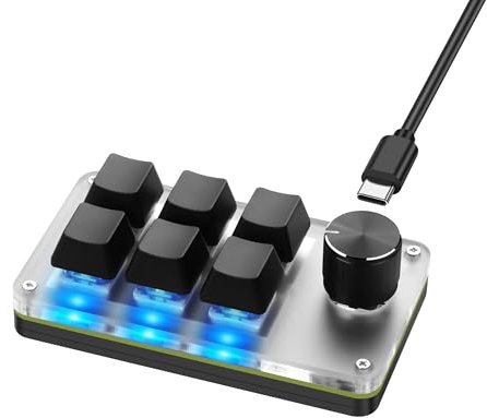 SinLoon Mini-Makro-programmierbare Tastatur, USB, Mini, 6 Tasten, 1 Knopf, mechanisch, OSU-Gaming-Tastatur, RGB, DIY-Multifunktionstastatur, kompatibel mit Mac OS, Windows (schwarz)