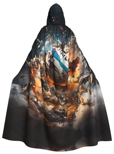 WHJSHOP Rugby on Fire Prints Kapuzenumhang für Erwachsene, für Halloween, Rollenspiele und Kostümpartys