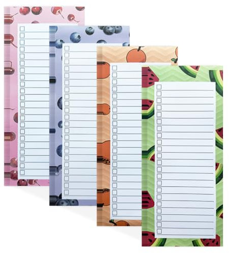 Yajesy 4 Pack Magnetic Shopping List Pad for Fridge, To Do List Pad Totally 200 Sheets Tear off Magnetic Notepad for Fridge, 21.4 x 8.8 cm