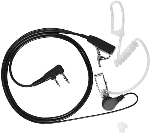 Pinganillo Walkie Talkie de 2 Pines, Auricular Walkie Talkie de Seguridad con Botón PTT Compatible con Radio Bidireccional Kenwood Bao-Feng UV5R 888S RT24 RT27 HESENATE HT999 (150CM)