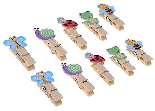 IMIKEYA 10 Pièces De Pince à Linge Animaux en Bois - Clips Miniatures Colorés pour Décoration - Artisanat Et Présentation De Photos Pinces à Linge Fun Et Pratiques pour Enfants Et Adultes