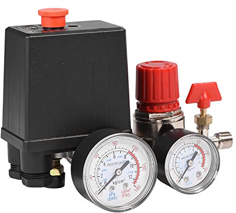 Pressure Switch Manifold Regulator Gauges, Air Compressor Pressure Switch Control Valve 0.05-1.2Mpa Applicable Pressure, Control Valve Regulator with Gauges