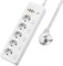 BOCHLION Multiprise avec 4 USB, 5 Prises Multiprise avec Interrupteur Individuel et Parafoudre, Prise Multiple Multiprises Murale avec PD20W et QC3.0, Câble 1.8m 3250W/13A pour Bureau Cuisine-Blanc