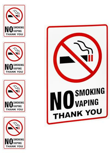 Lot de 5 panneaux d'interdiction de fumer, autocollants en vinyle, 120 mm x 180 mm