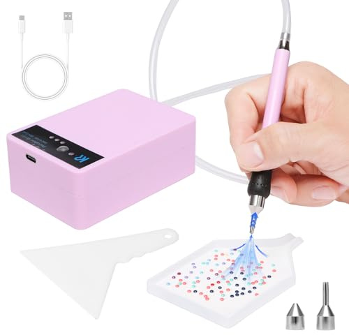 Nephelolux Elektrischer Vakuum Diamond Paint Stift, Diamantmalerei Zubehör, Diamond Paint Zubehör mit 3PCS Stift Spitzen, Aufbewahrungsschalen und Korrektur Platte für Kunst DIY Handwerk