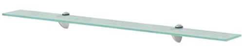 HaoChrymec Schweberegal mit Glas, 8 mm Dicke, Transparentes Wand Regal mit Zink-Legierungsbefestigung, Floating Shelves, Modernes Design für Wohnzimmer, Bad, Küche, 90 x 20 cm