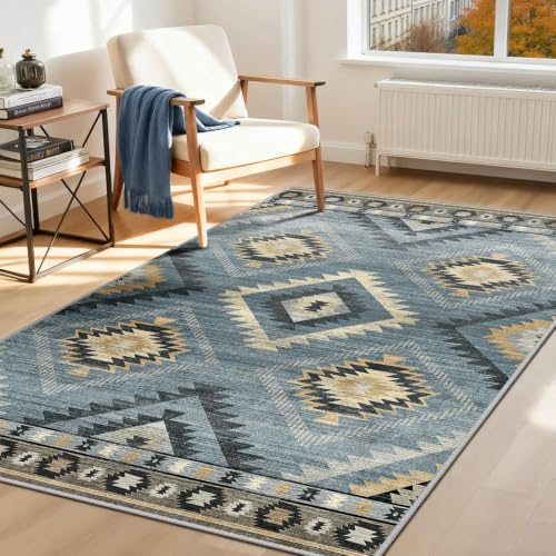 DEFYNEE Maschinenwaschbare Teppiche für Wohnzimmer, 120 x 180 cm, Küchenteppich, rutschfest, waschbar, weicher Kurzflor-Teppiche für Schlafzimmer, marokkanischer Teppich für Flur, Esszimmer