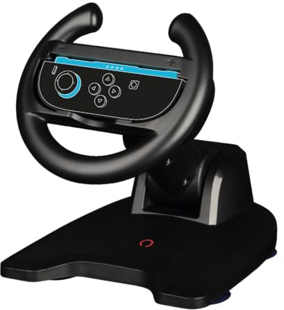 Konix Volant Racing Wheel pour manette Joy-Con Nintendo Switch 2 - Compatible Mario Kart World - Fixation ventouse - Noir