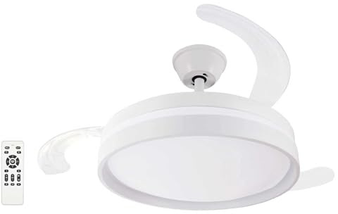 DK HOME Ventilador de Techo DC Blanco 107cm con Luz LED Regulable 3000-6500K - 6 Velocidades, Silencioso y Bajo Consumo, 3 Aspas Retráctiles, Mando a Distancia, Temporizador, Función Verano-Invierno