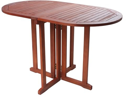 DELUKE Gartentisch Nancy oval klappbar - Eukalyptus, Natur, 120x70x73cm | Klapptisch Balkontisch Wetterfest Outdoor Tisch