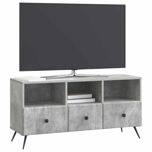 vidaXL TV-Schränk Betongrau 102 x 34,5 x 50 cm Holzwerkstoff, Wohnzimmer, Großer Stauraum Entertainment-Einheit, Moderner Stil Medenkonsole, Praktische Möbel zur Home-Organisation