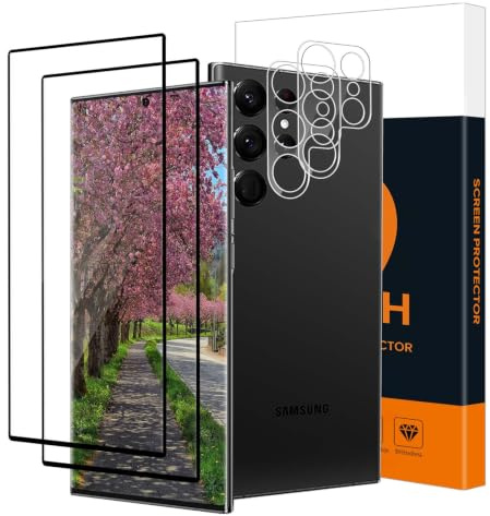 Cable Leader 2+2 Screen Protector with Camera Lens Protector for Samsung Galaxy S24 Ultra 5G, 3D Full Coverage, Fingerprint ID, 9H Hardness, Anti-Scratch, High Definition, Easy Installation, No Dust