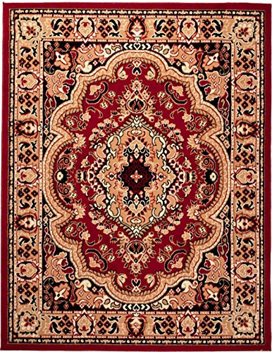 Carpeto Klassischer Orientteppich & Perserteppich mit Orientalisch Muster Kurzflor in Rot/TOP Preis - ÖKO TEX (80 x 150 cm)