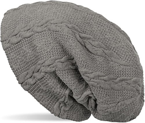 styleBREAKER Unisex Beanie Mütze Zopfmuster Fleece Futter 60cm | Slouch Longbeanie. elastisches Material. Bundweite 26cm. winterfest. weiche Haptik. Einheitsgröße. Thermo Inlay.