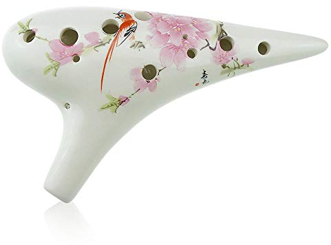 OcarinaWind Ocarina de cerámica con 12 agujeros Bird Love Flower, pintura a mano