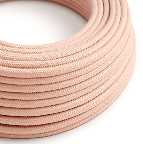 creative cables Fil Électrique Rond Gaine De Tissu De Couleur Coton Saumon RX13-5 Mètres, 2x0.75