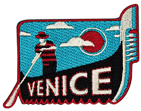 Vagabond Heart Venice Italy Iron On Travel Patch/Gondola and Gondolier Patch/Great Gift or Souvenir for Backpack Travellers