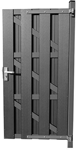 HORI® Gartentor für WPC-Lamellenzaun I Zauntor aus WPC I Passend zu HORI-WPC-Zäunen I Anschlag DIN links oder rechts I Inkl. Pfosten, Türdrücker, Beschläge, Aluanschlag I In 3 Farben: I grau I zum